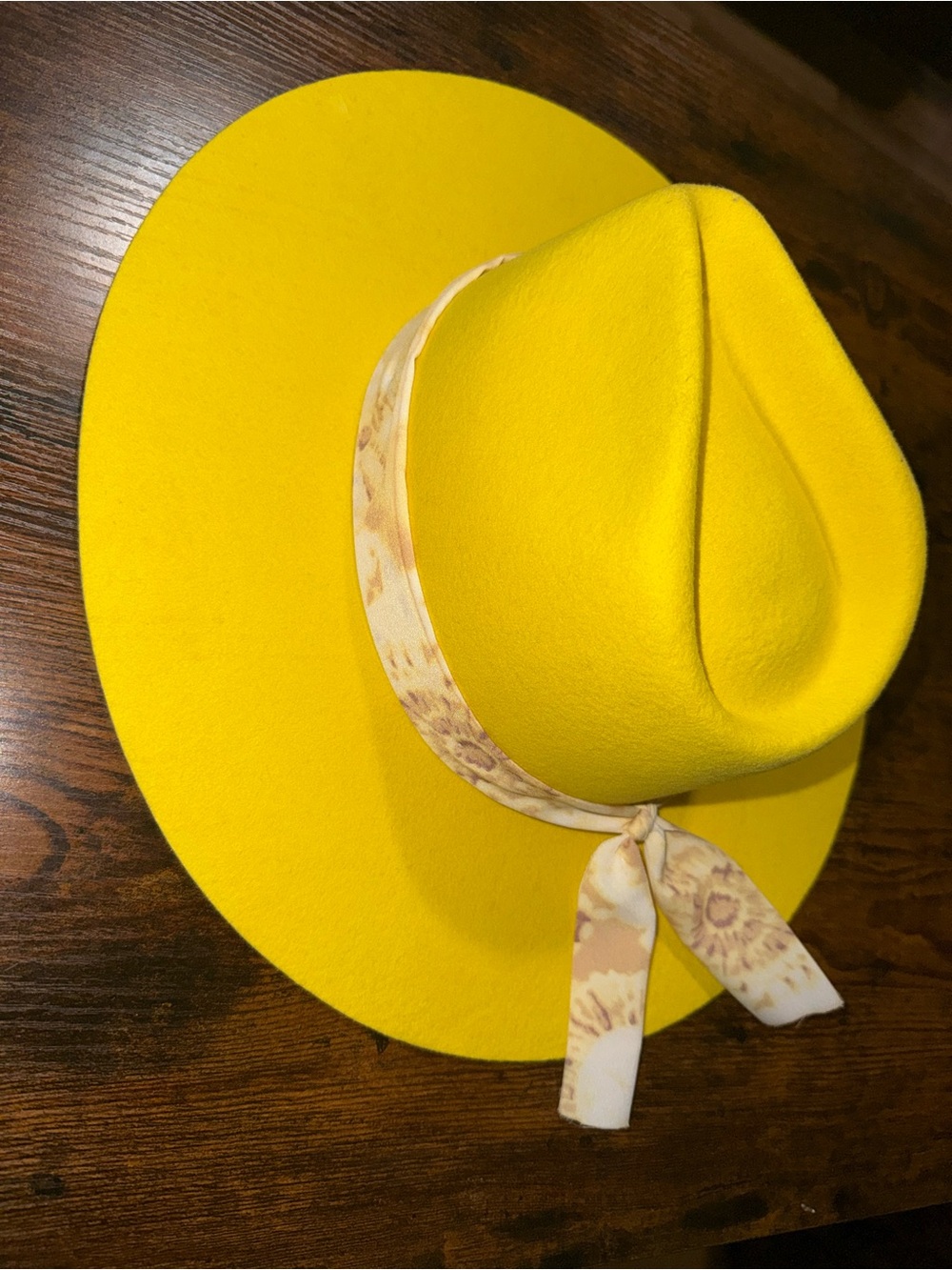 WYETH Felt Wide-Brim Hat with Floral Scarf